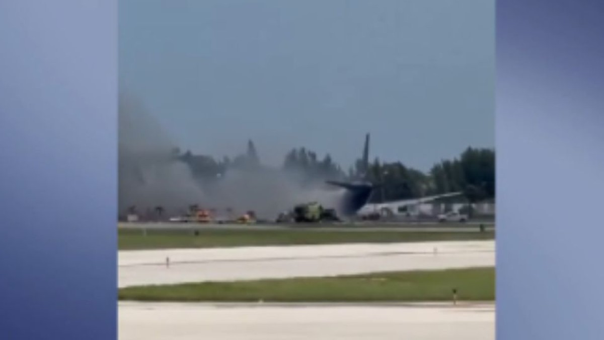 Avión de carga de Amazon se estrella tras salirse de la pista en Miami