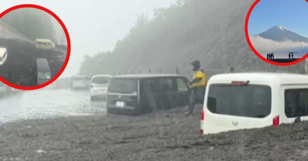 Lluvias torrenciales provocan deslizamiento en el Monte Fuji en último día de temporada