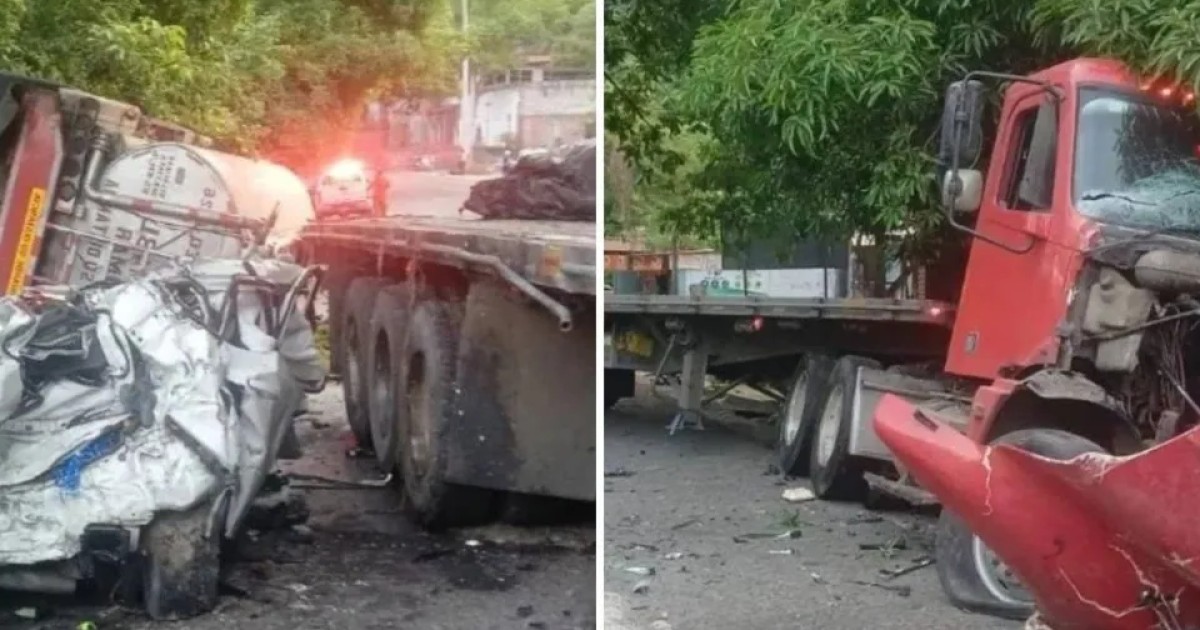 Un muerto y tres heridos en accidente entre rastra, pipa y otro vehículo en puente El Sunzal