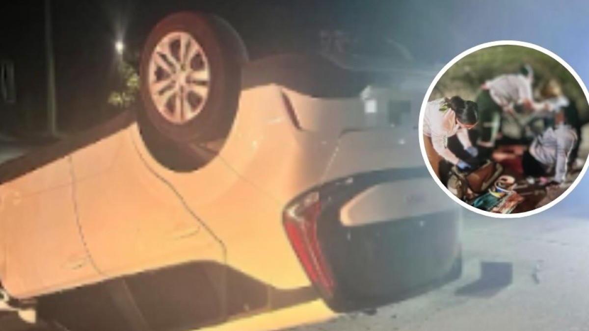 Vuelco y choque de motociclista movilizan a cuerpos de socorro durante la noche